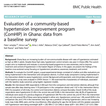 Cover image of the article regarding evaluation of a ComHIP in Ghana