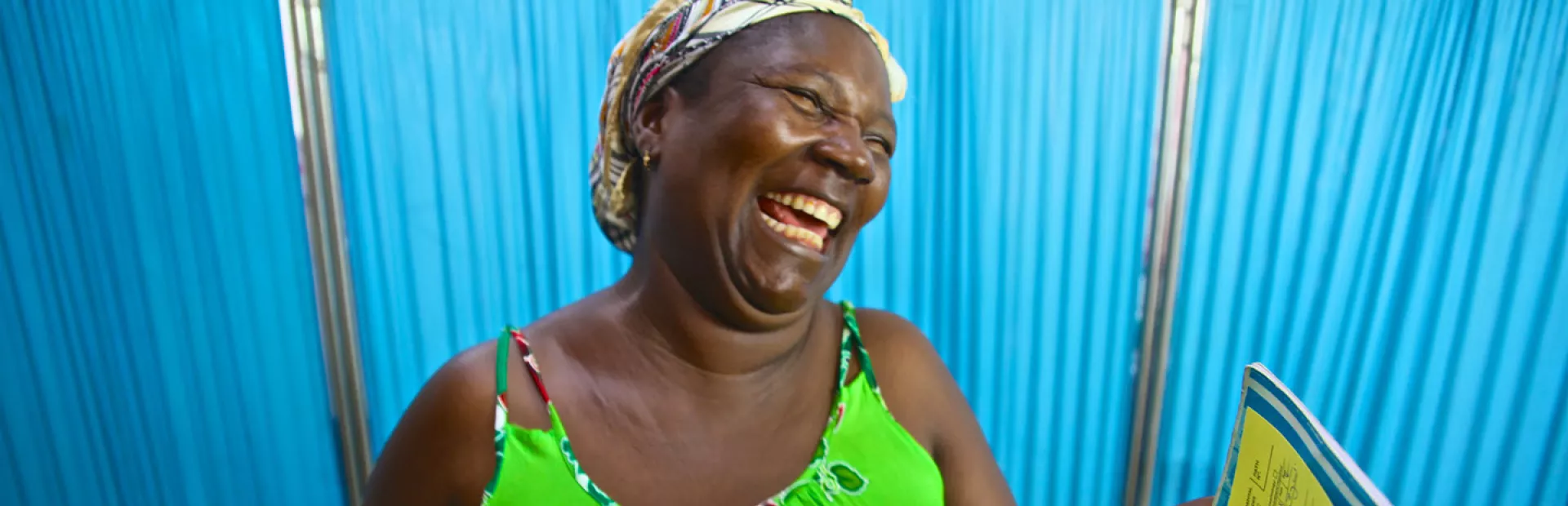 Image of a female hypertension patient in Ghana in a healthcare location