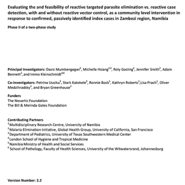 Cover Malaria - feasibility of reactive targeted parasite elimination vs. reactive case detection