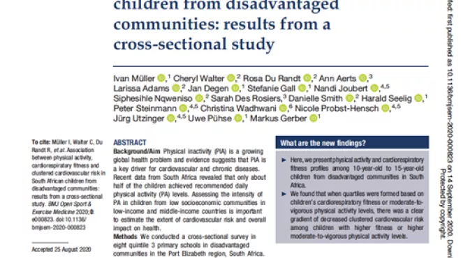 Cover of paper on physical activity/inactivity