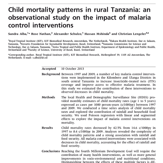2013 int j epidemiol child mortality impact_access project image Cover image of the observational study regarding child mortality patterns in rural Tanzania