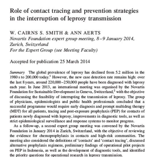 2014 leprosy rev role of ct and prevention in the interruption of leprosy transmission image Cover image regarding prevention strategies in interruption of leprosy transmission