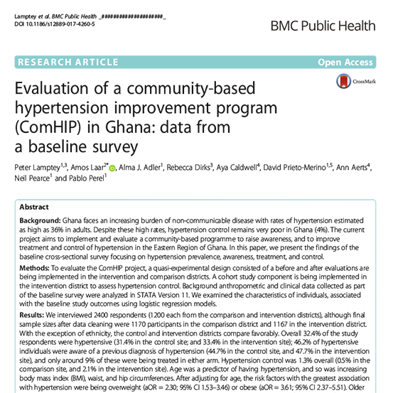 Cover image of the article regarding evaluation of a ComHIP in Ghana