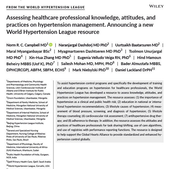 2017 jch a new world hypertension league resource image Cover image of the article regarding assessing healthcare professional knowledge