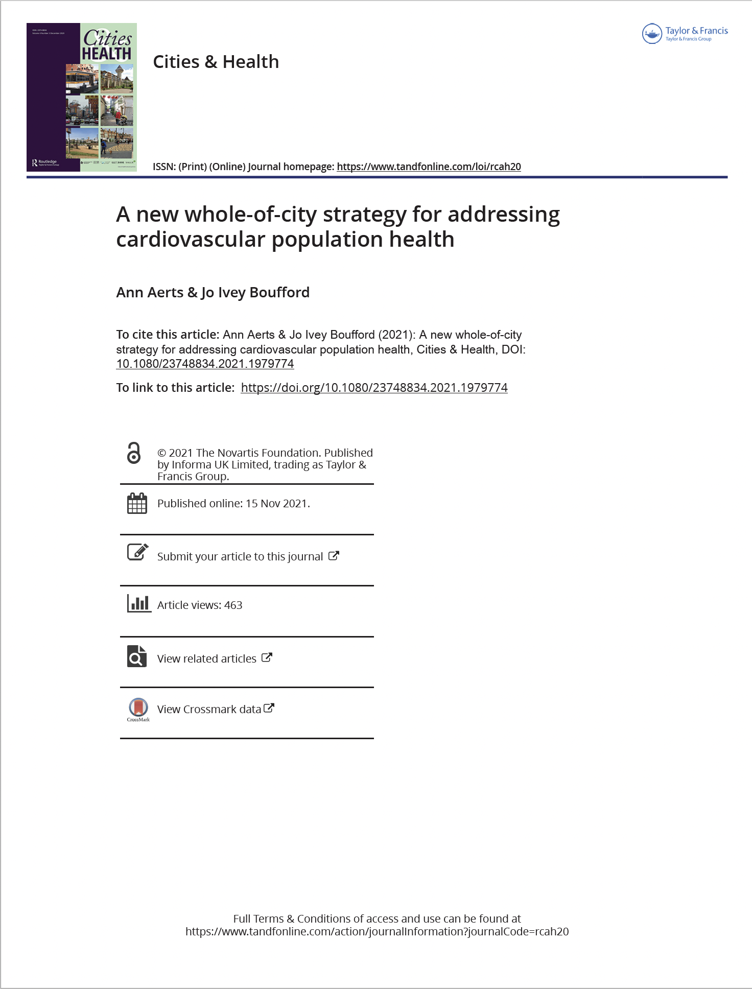 a new whole of city strategy for addressing cardiovascular population health