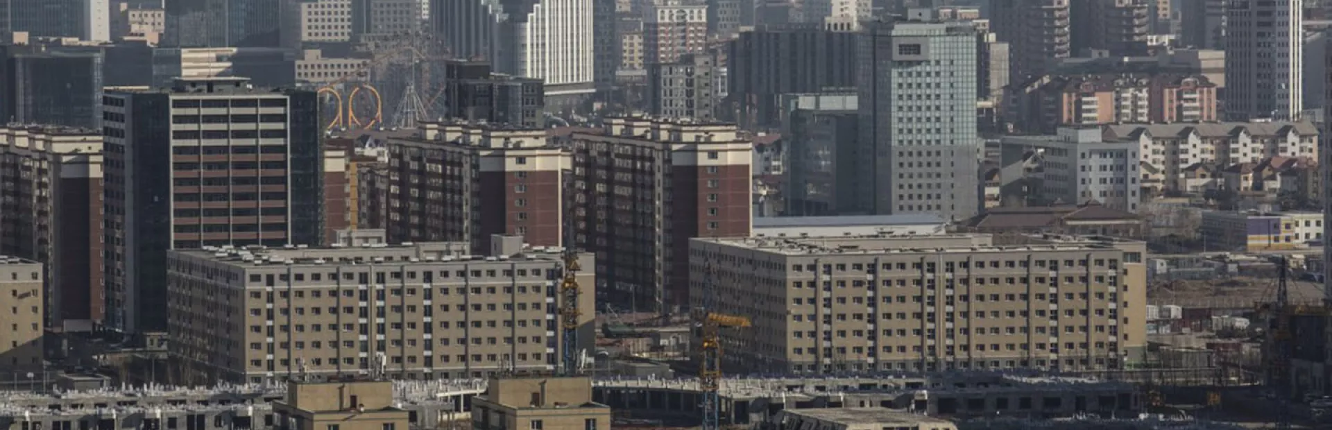 View on Ulaanbaata, capital of Mongolia, with many high-rise buildings