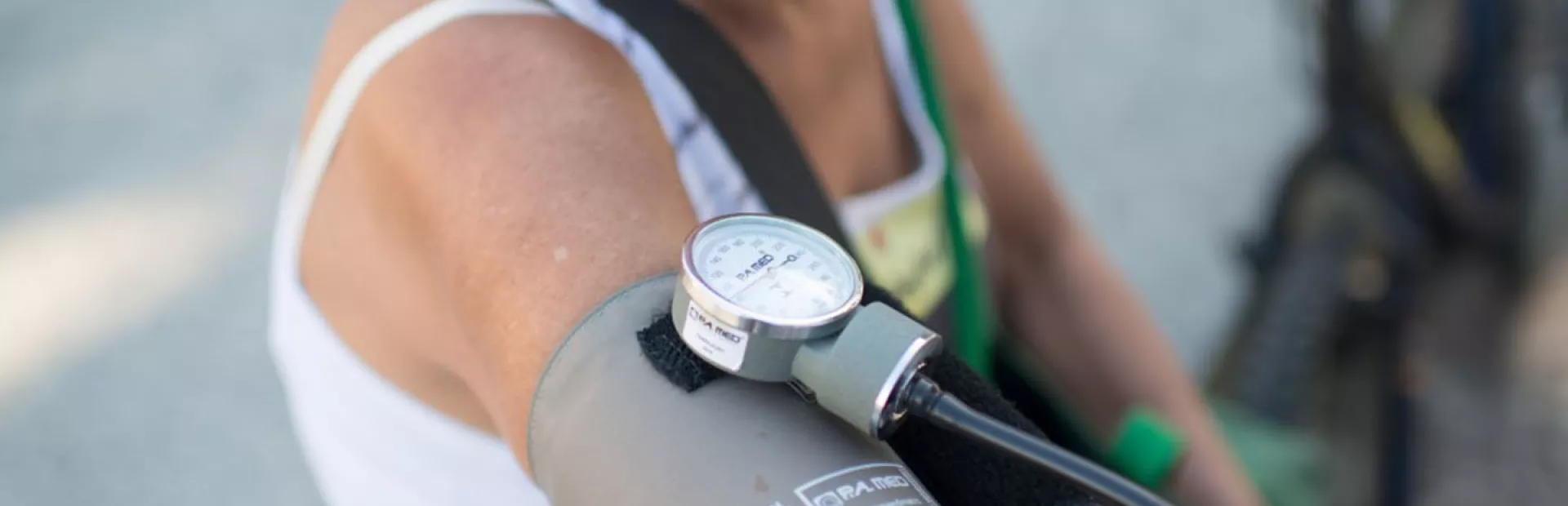 Man in Brazil getting blood pressure measured