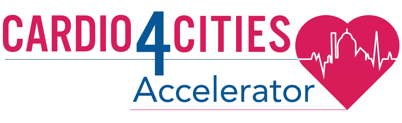 CARDIO4Cities Accelerator Logo with a heart icon and ECG curve like skyline
