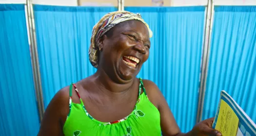 Image of a female hypertension patient in Ghana in a healthcare location