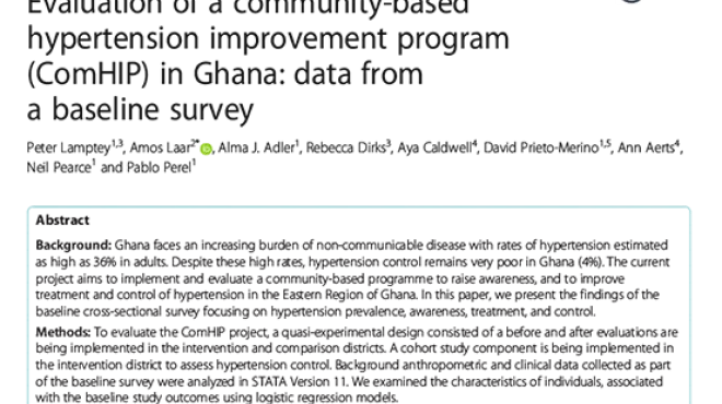 Cover image of the article regarding evaluation of a ComHIP in Ghana
