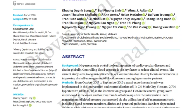 Cover of the paper on the effects of Communities for Healthy Hearts