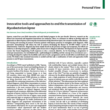 A cover image of the article regarding tools to end the transmission of Mycobacterium leprae