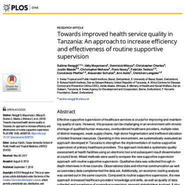 Cover image of the research article focusing on improved health service quality in Tanzania