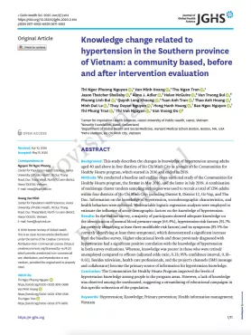 Cover of paper on changes in knowledge of hypertension among adults aged 40 and above