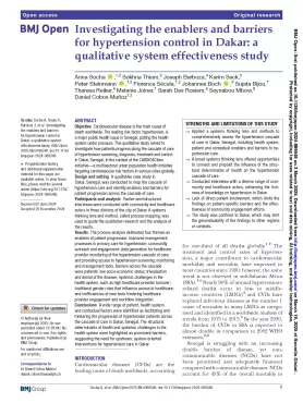 Socha, Thiam, Barboza et al. (2025) Investigating the enablers and barriers for hypertension control in Dakar