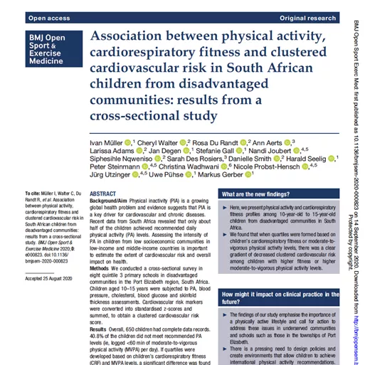 Cover of paper on physical activity/inactivity