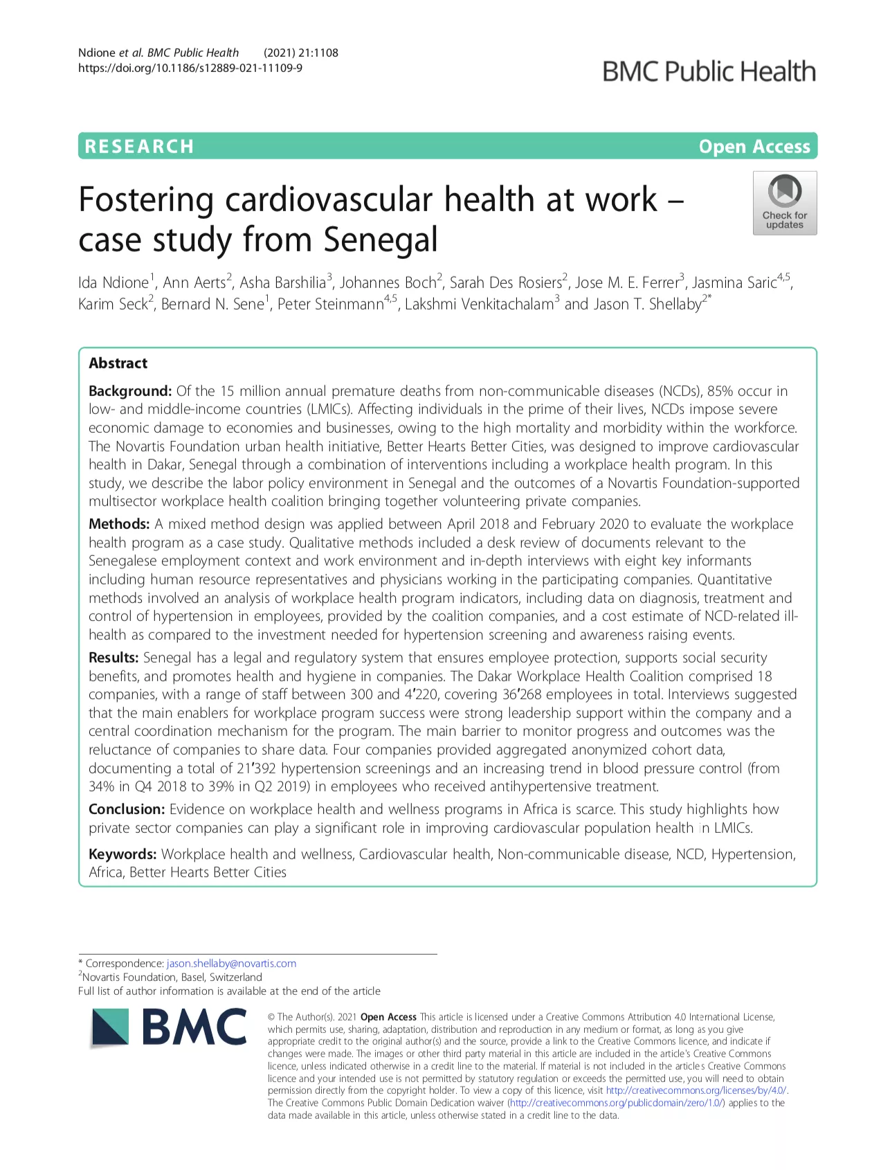Fostering cardiovascular health at work