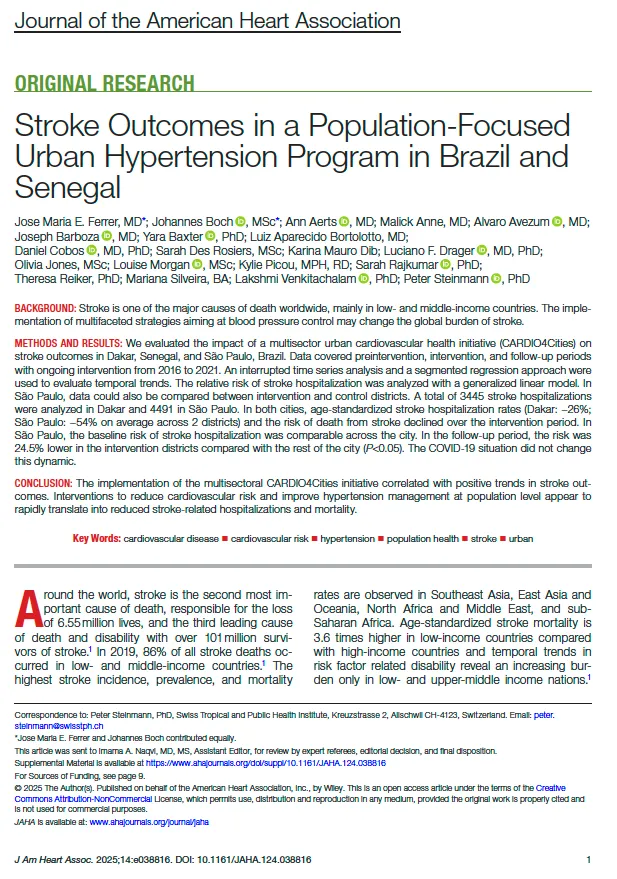 Stroke Outcomes in a Population-Focused Urban Hypertension Program in Brazil and Senegal Stroke Outcomes in a Population-Focused Urban Hypertension Program in Brazil and Senegal
